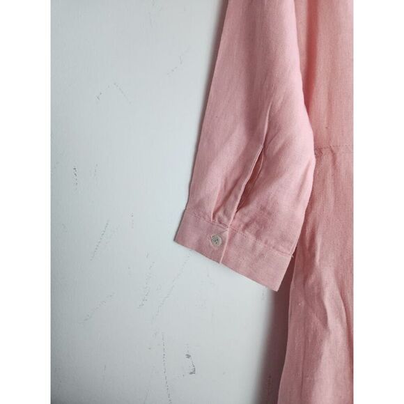 AND Women Pink A-Line Button Down Shirt A-Line Linen Blend Dress size 8 - Picture 5 of 10